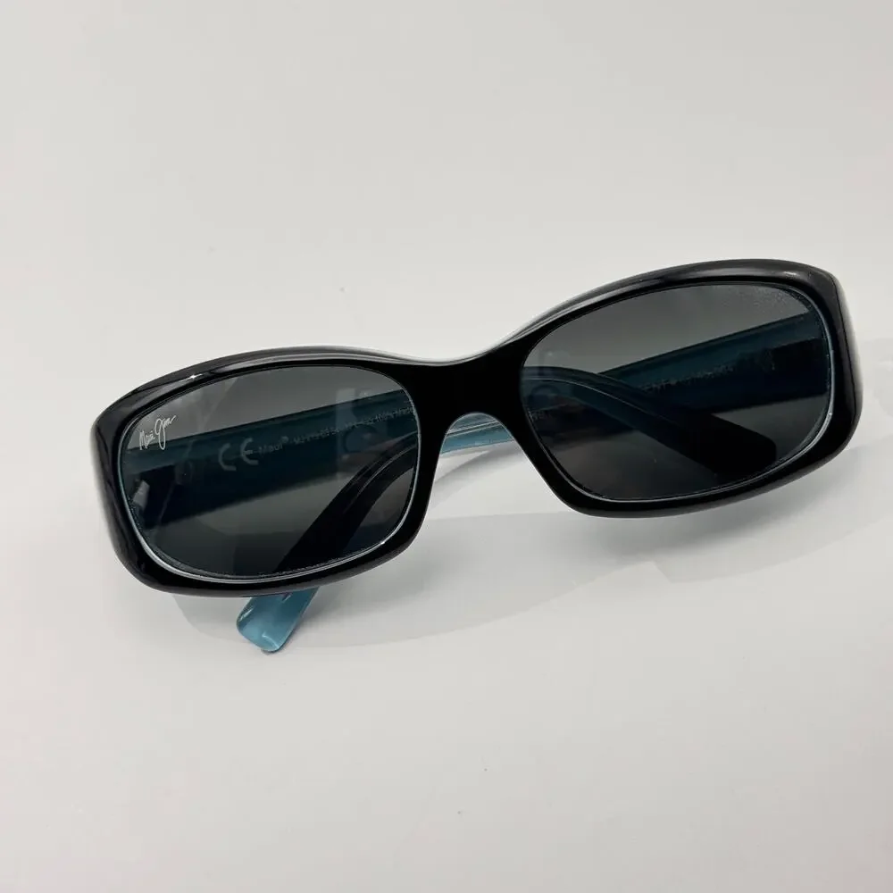 Maui Jim Sunglasses Punchbowl MJ219 03 Black Blue Frame Gray Polarized Glass